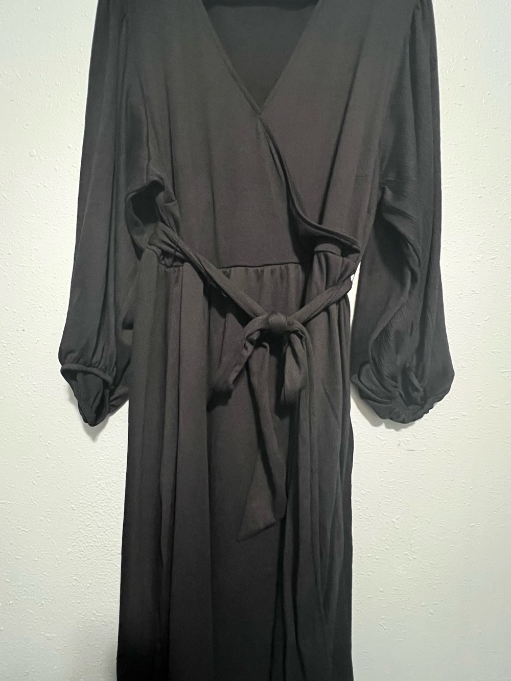 Ava & Viv Black Wrap-Style Dress with Tie Waist
